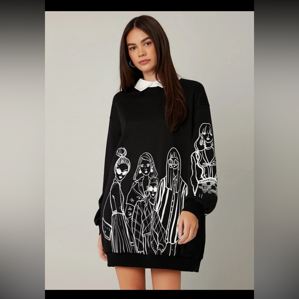 Shein Pullover Graphic Print Dress